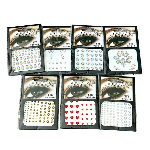 5 Sheets of Rhinestone Acrylic Face Stickers - NWT - Picture 1 of 12